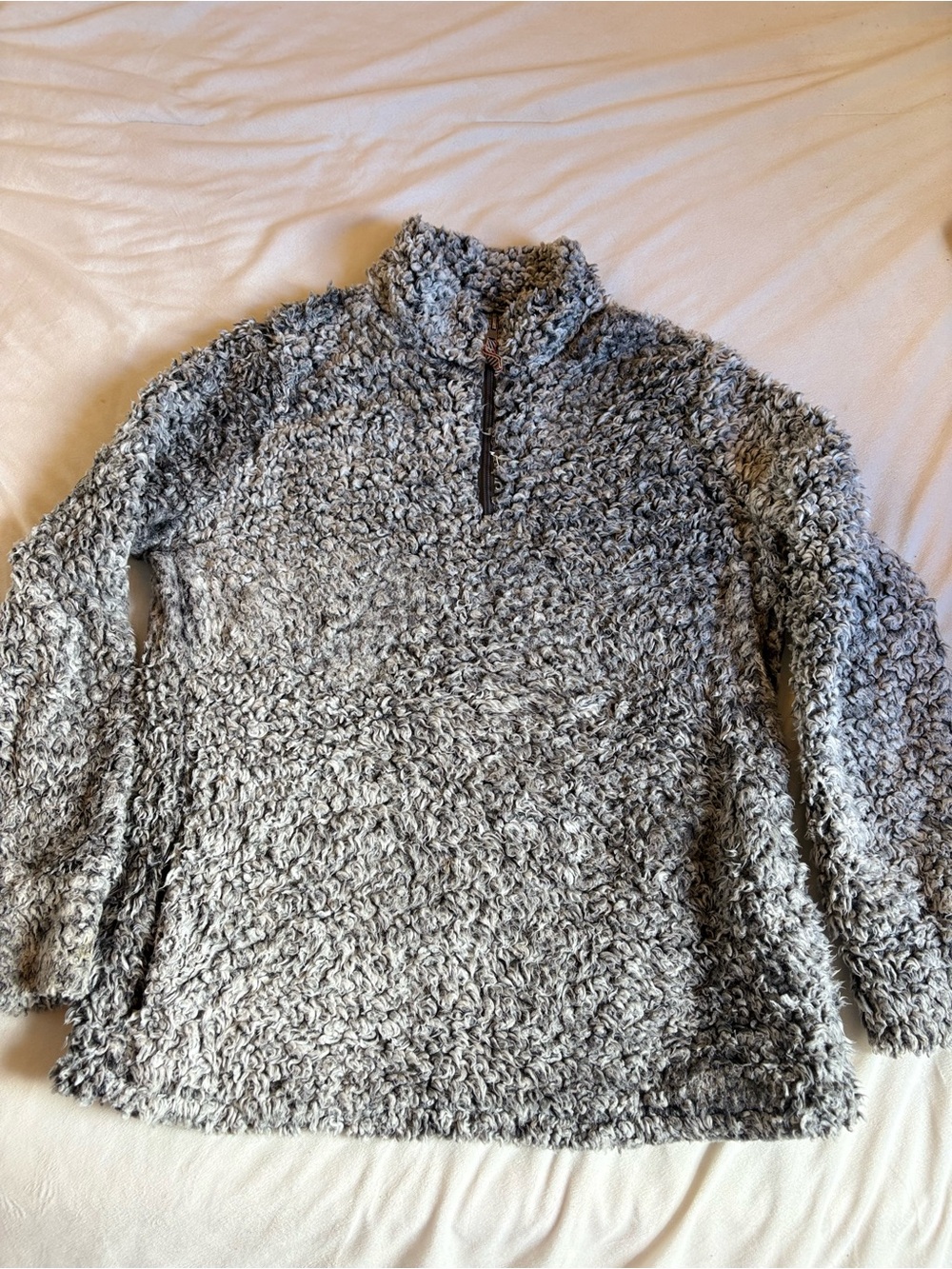 Weatherproof Gray Sherpa Zip Pullover
